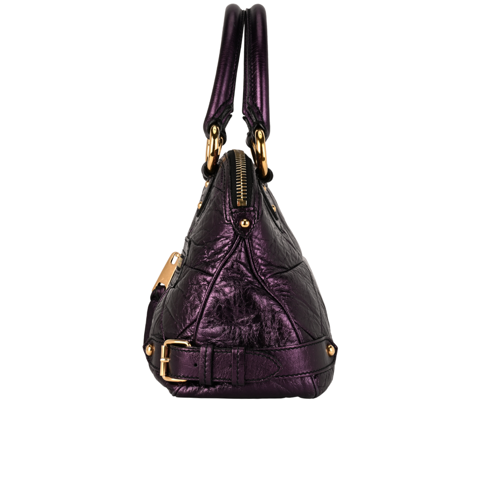 Quilted Double Handle, &pound;110, Handbags, Purple, Leather, Bottom view